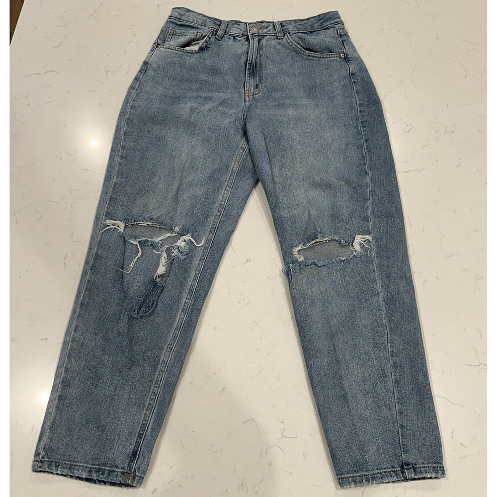 Wild Fable Womens Medium Wash Highest Rise Distressed Mom Jeans Blue Size 12
